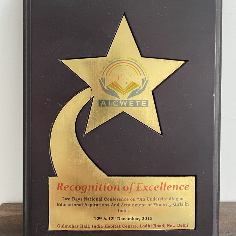 Recognition of Excellence by AICWETE at India Habitat Centre, New Delhi