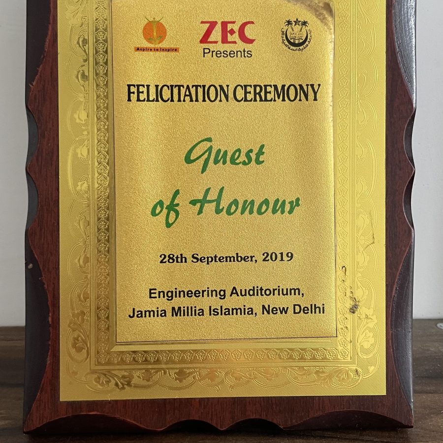 Guest of Honour, Felicitation Ceremony by ZEC, Engineering Auditorium, JMI, New Delhi